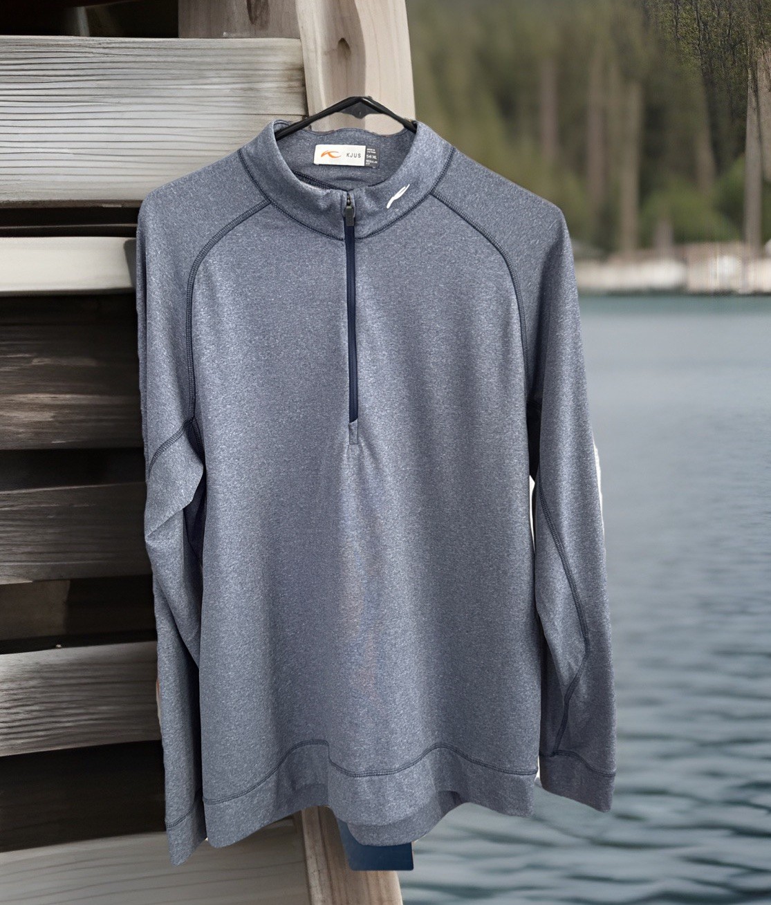 KJUS Pullover Men Medium Keano Half Zip Sweatshirt UPF 50 Golf Sandpiper Gray gallery
