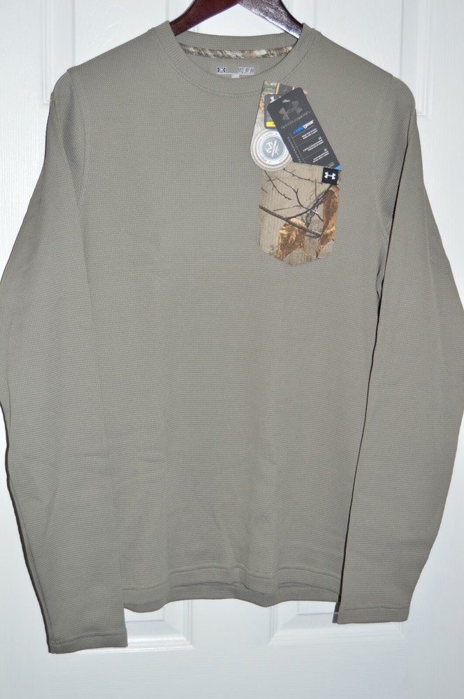 under armour mens ua borderland waffle crew coldgear realtree shirt medium
