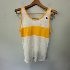 Vintage Marty Liquori Tank Top Adult Small White Yellow Mesh Retro 80s Running