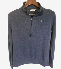 Peter Millar Crown Sport Mens Large Blue 1/4 Zip Pullover Golf Performance Sweat