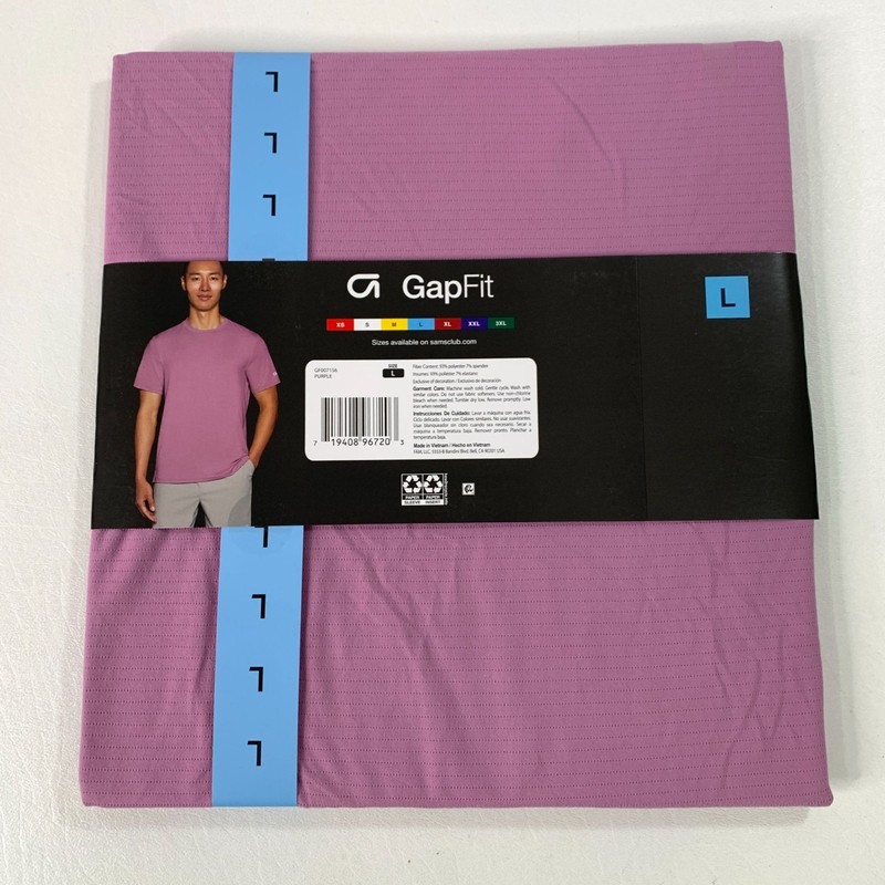 Gap Fit Men's Shirt L Short Sleeve Performance Wicking Active Tee T Shirt Purple gallery