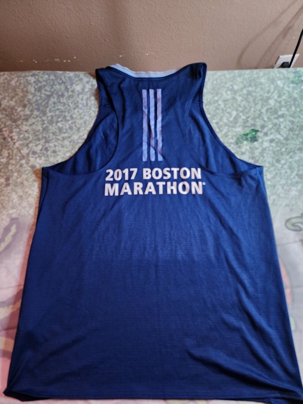 adidas Men's L Blue Climacool 2017 Boston Marathon Tank Scoop Neck Polyester gallery