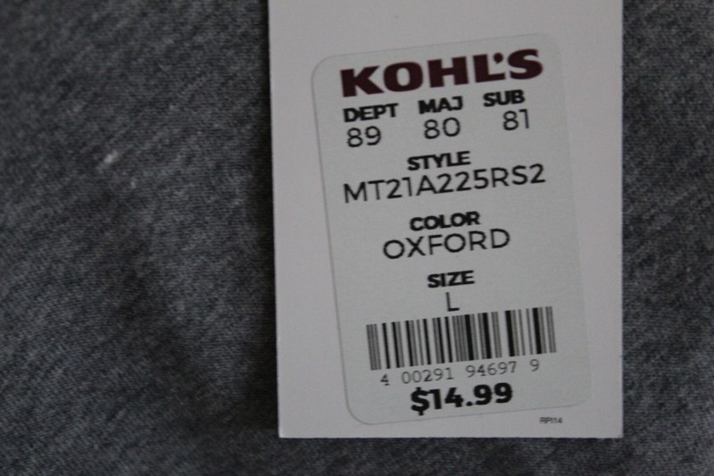 Tek Gear Essential Men's T-Shirt Size L Oxford Grey Heather Cotton/Poly NWT NEW gallery