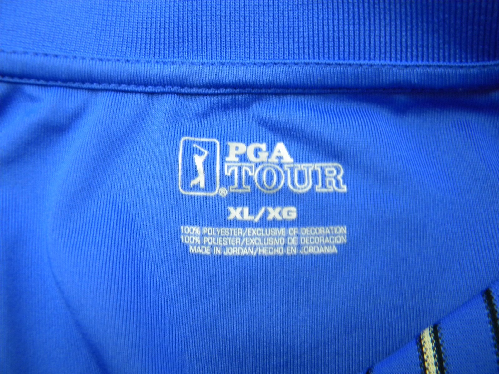 PGA TOUR GOLFING POLO BRILLIANT BLUE WITH WHITE STRIPES SIZE XL gallery
