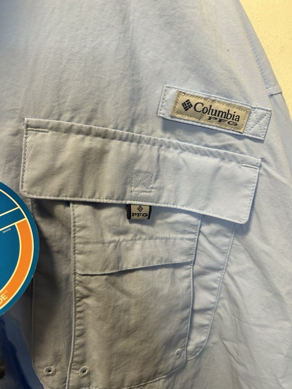 NEW Columbia PFG Bahama II Fishing Shirt Mens 2X Tall 2XLT Blue L/S Sleeve gallery