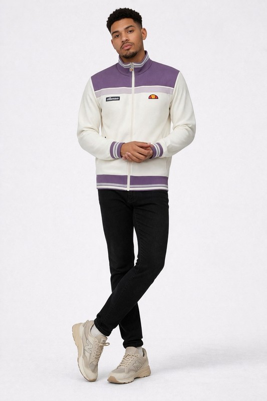 Ellesse Mens Vignola Zip Up Track Top Vintage Tracksuit Jacket Off White Lilac gallery