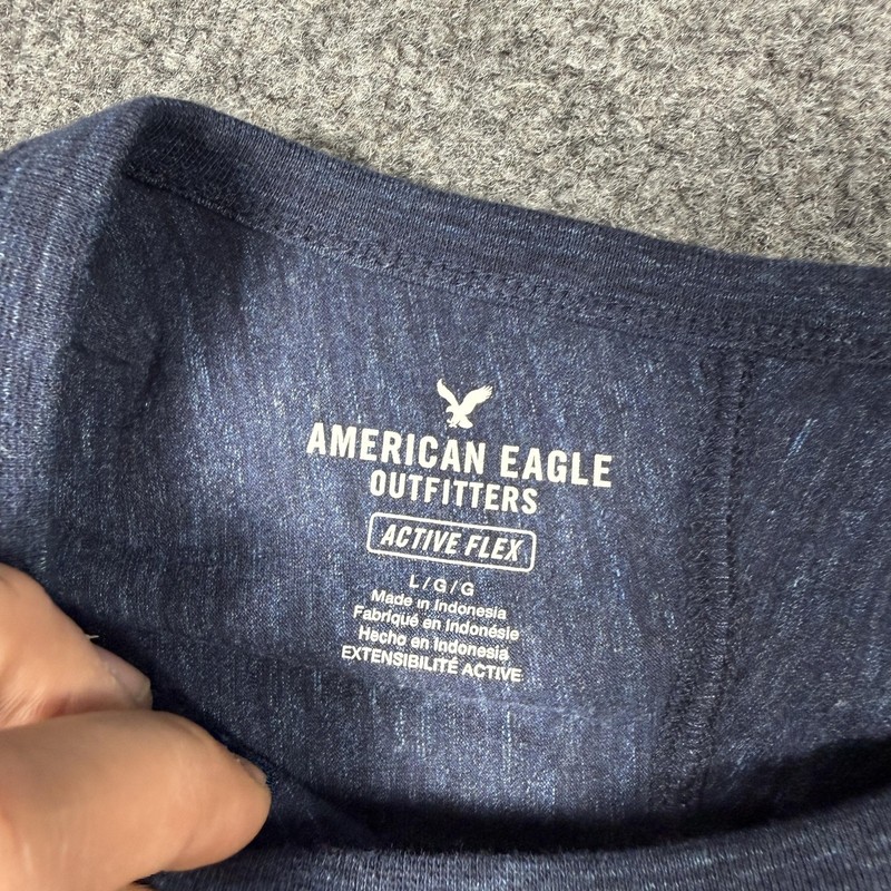 American Eagle Outfitters Shirt Mens Large Blue Raglan Long Sleeve Active Flex gallery