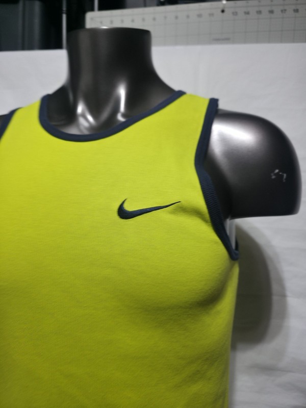 Vtg Nike Tank Top SZ L Shirt Men's XL Neon Green Blue Swoosh Athletic 90's Volt gallery