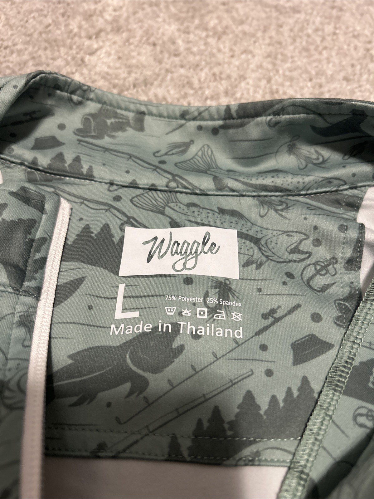 Waggle Golf 1/4 Zip Pullover Size Large Green Performance Fly Fishing gallery