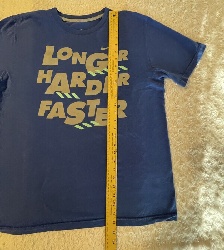 NIKE LONGER HARDER FASTER RUNNING TRAINING Mens LARGE BLUE T-Shirt gallery