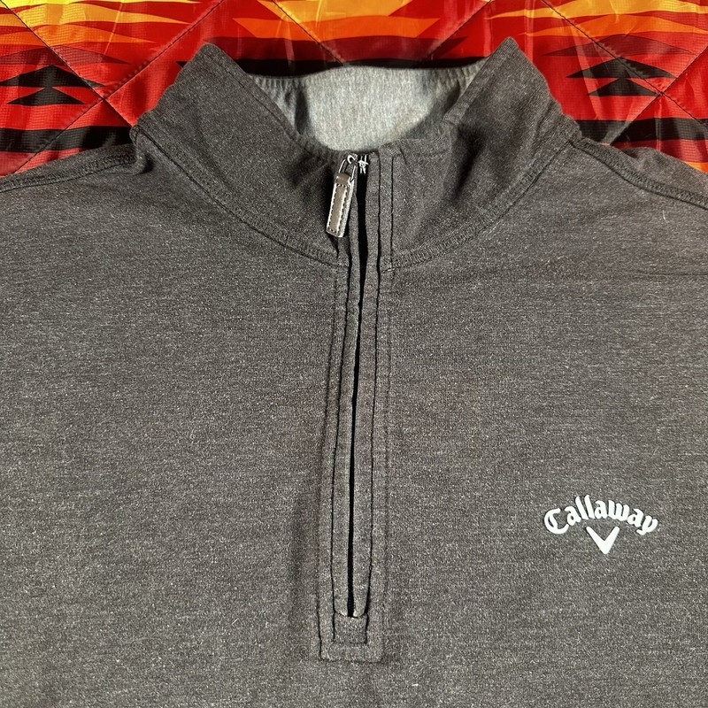 Callaway Pullover Mens L Gray Quarter 1/4 Zip Golf Outdoors Fall Sweater Jacket gallery