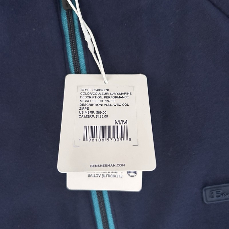 Ben Sherman Sport Men's Golf 1/4 Zip Microfleece Pullover Mock Neck M Navy NWT gallery