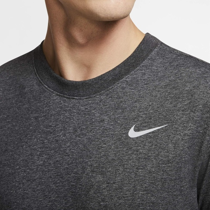 NWT Nike Dri-Fit Cotton Crew T-Shirt Men’s Large Black Heather Silver AR6029-032 gallery