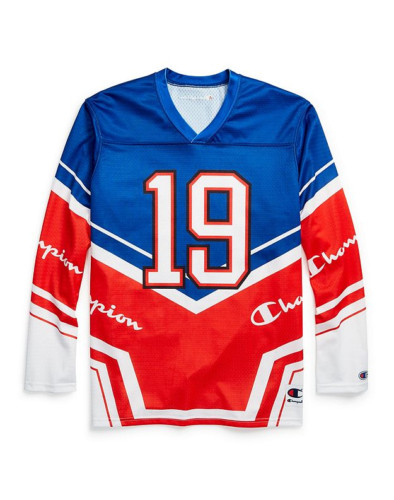 Champion Blue & White Long Sleeve Hockey Jersey RED WHITE BLUE USA MEN'S SZ XL gallery