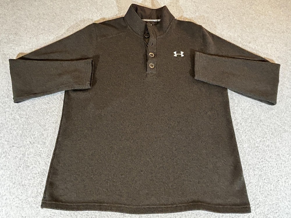 Under Armour Sweater Mens XL Gray ColdGear Specialist Storm Fleece Pullover Golf