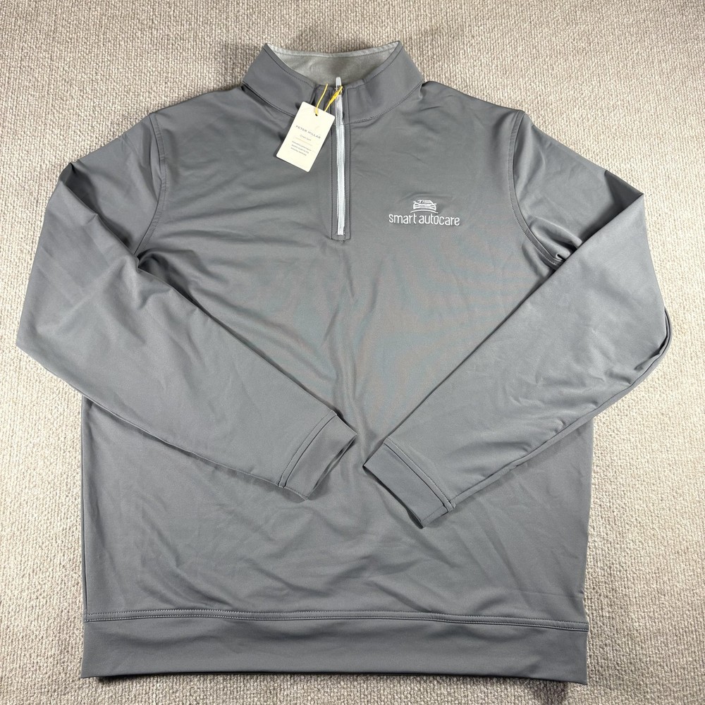 Peter Millar Pullover Mens Large Gray 1/4 Zip Long Sleeve Smart Autocare ME0EK40