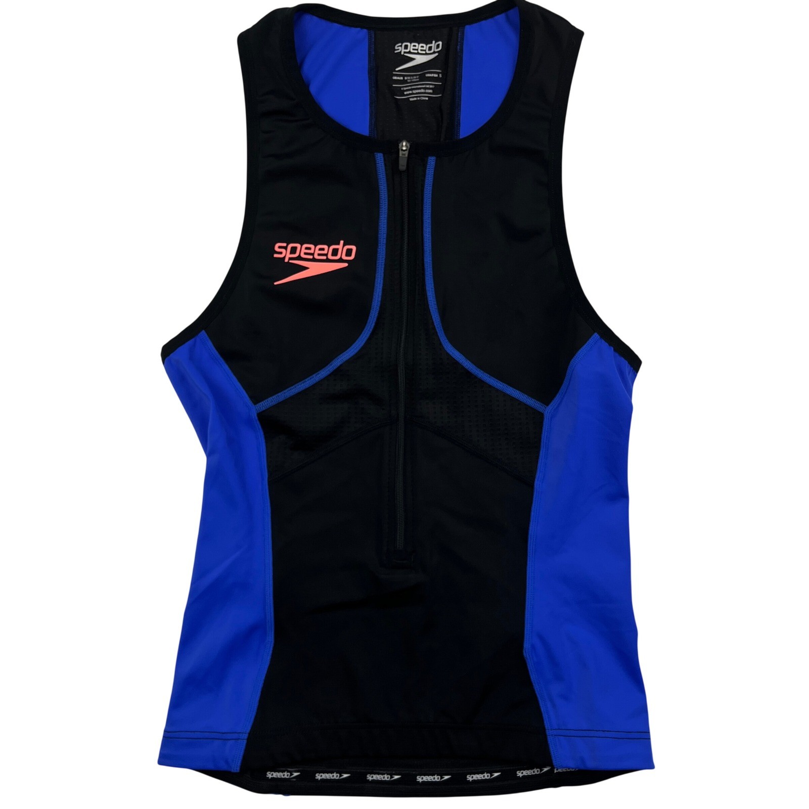 Speedo Fastskin Xenon Tri Singlet Top Men Small Black Blue Triathlon Racing NWOT gallery