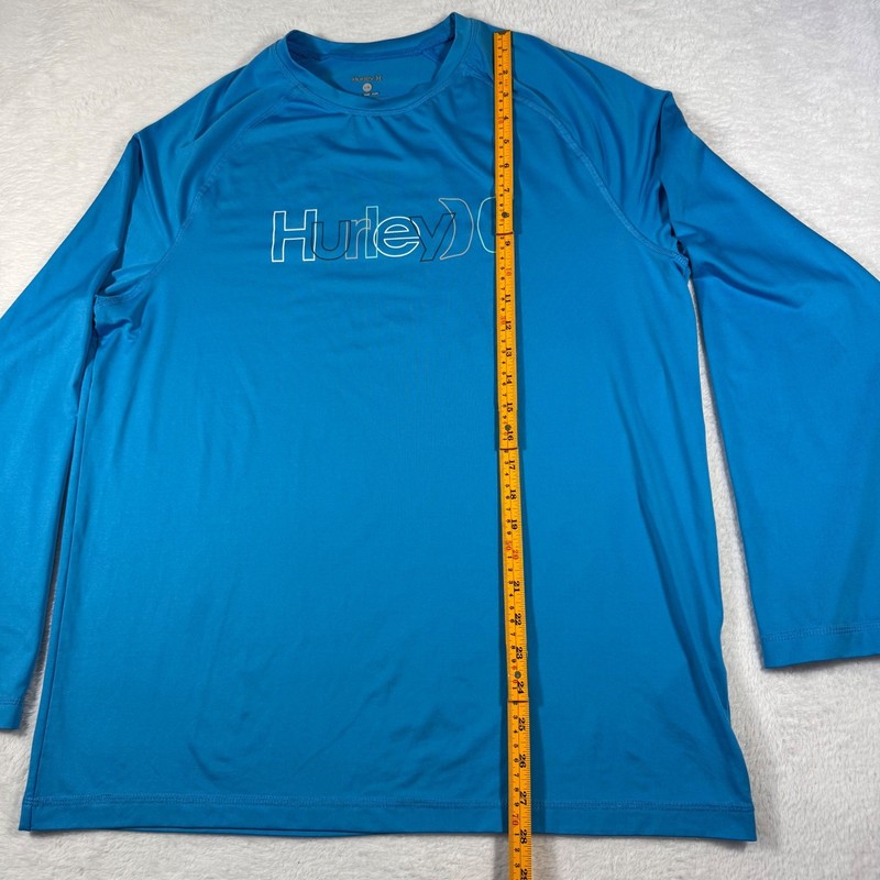 Hurley Rash Guard Mens Large Blue Excellent Long Sleeve Graphic Sun Shirt gallery