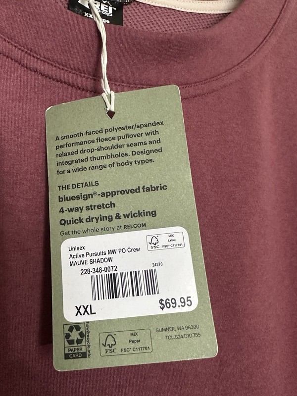 REI Active Pursuits Midweight Pullover Crew Mauve Shadow Red, Size XXL gallery