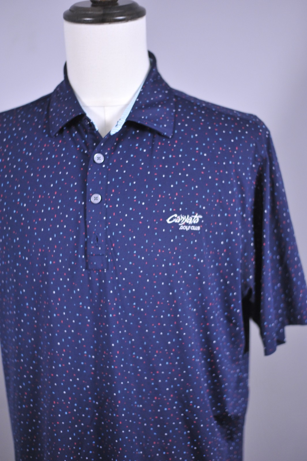 FootJoy Performance Golf Polo Shirt Navy Print Canyata Golf Club Men's Large L gallery