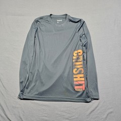 Reebok Long Sleeve Athletic Dri-Fit Mens Medium Grey “Crush It” Orange Play Dry