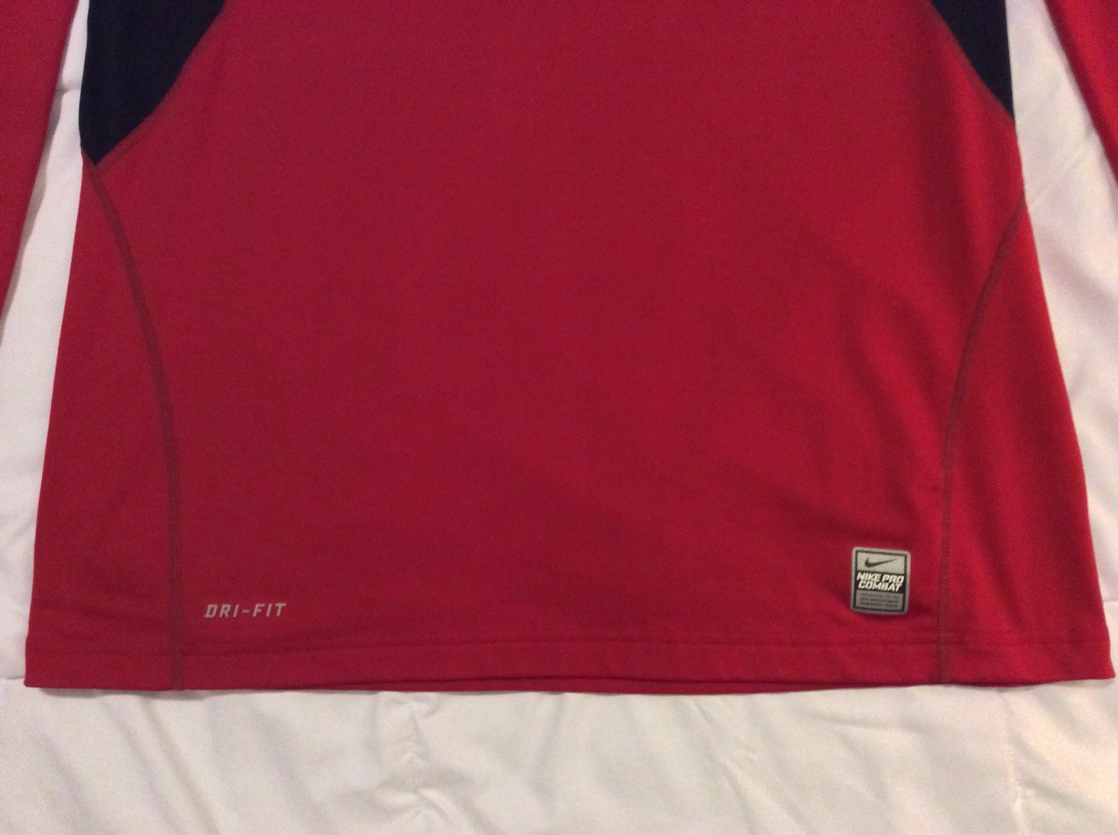 MEN NIKE PRO COMBAT SIZE L LARGE DRI FIT BURGUNDY MAROON GRAY FITTED LONG SLEEVE gallery
