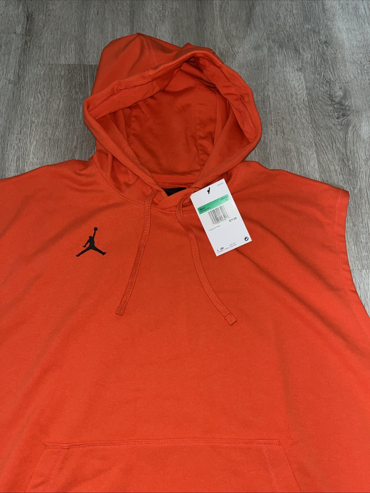 Nike Air Jordan Jumpman Dri-Fit Sleeveless Hoodie Top Orange Mens Size XL gallery
