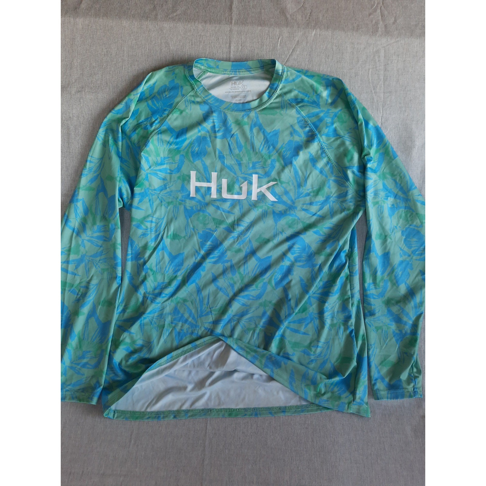 Huk Men's Long Sleeve Sun Protection Shirt Tropical All Over Print XL Polyester gallery