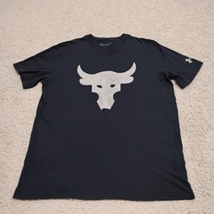 Under Armour Shirt Mens XL Black Project Rock Brahma Bull Logo Loose Gym Workout