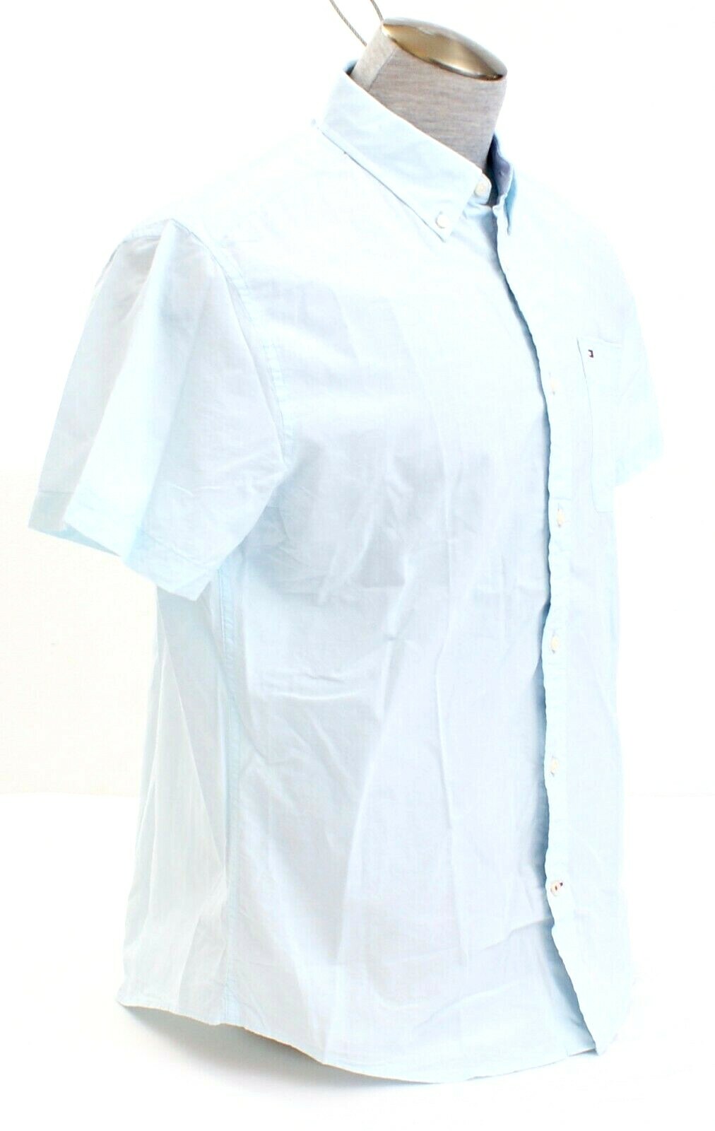 Tommy Hilfiger Blue Custom Fit Short Sleeve Button Front Shirt Men's NWT gallery