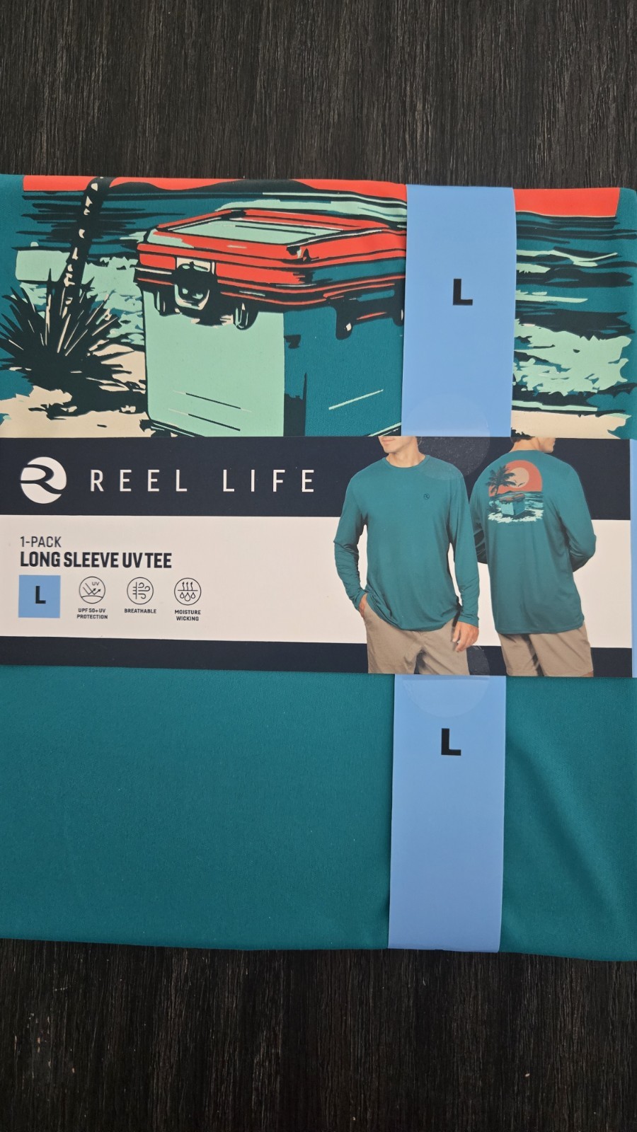REEL LIFE 1-PACK Long Sleeve UV Protection MENS Sz L Beach Shirt NEW Teal Color gallery