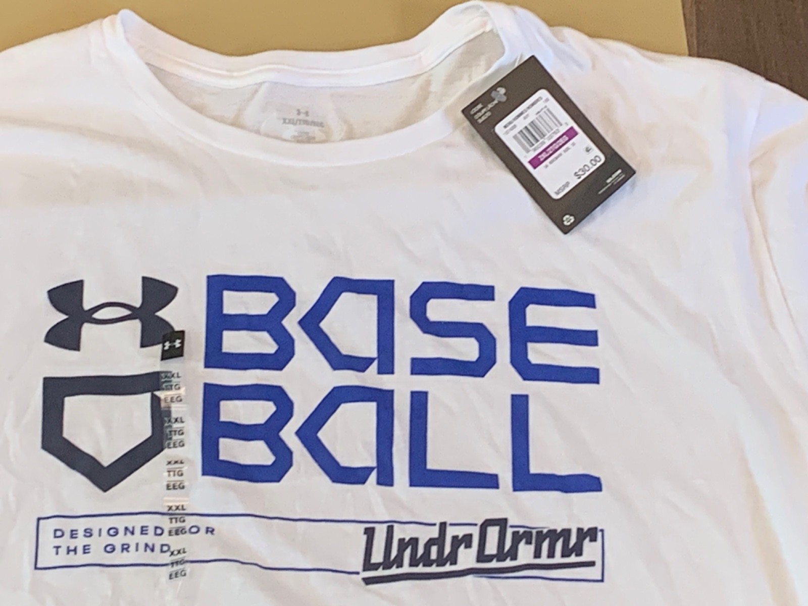 NWT Men's 2XL Under Armour Woodmark Baseball T Shirt 1374008 White XXL Practice gallery