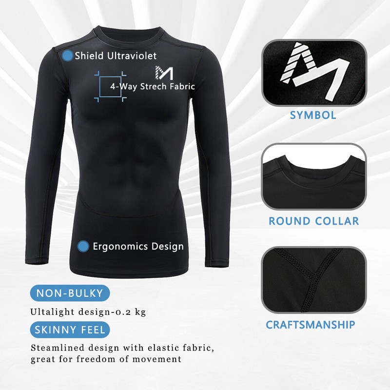 Men's Athletic Long Sleeve Compression Shirts Swim Sports Gym Shirts Workout gallery