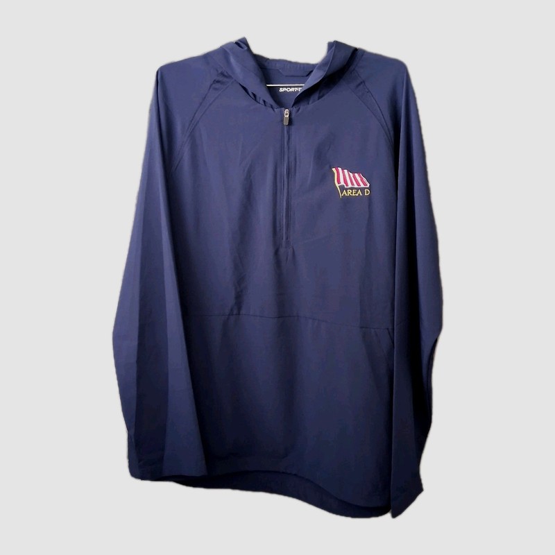 Riviera CC Area D Member Logo Quarter Zip Blue Hooded Windbreaker Men's Large gallery