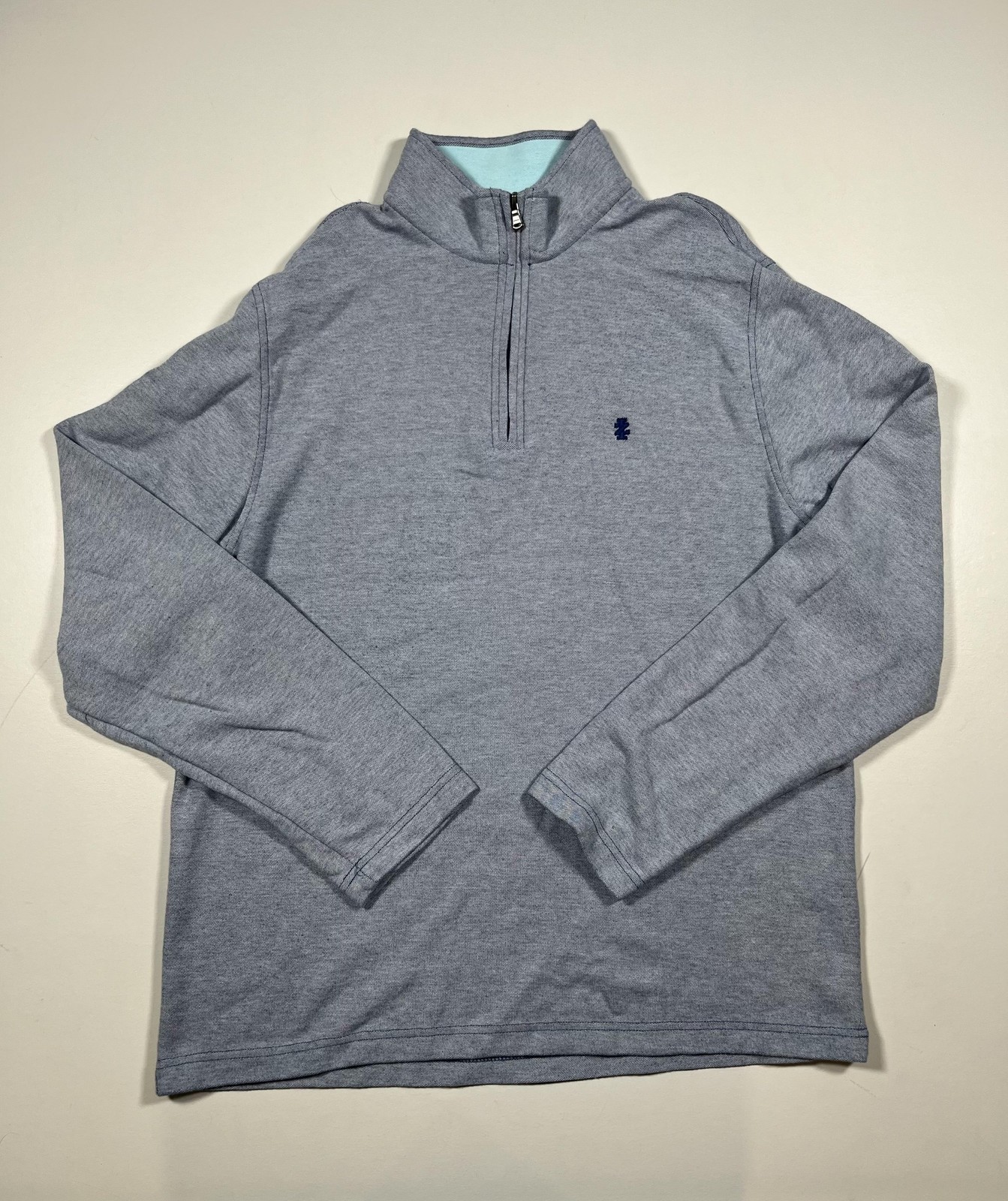 IZOD Quarter Zip Pullover Mens Large Gray Blue Advantage Performance Stretch gallery