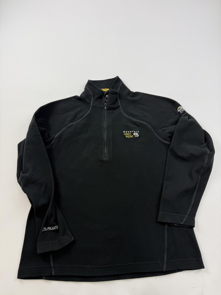 Mountain Hardwear Pullover Mens Large Black Polartec 1/4 Zip Fleece Top Hiking