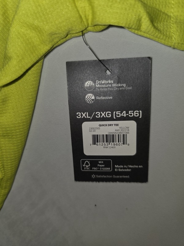 NWT Men's 3XL/3XG Athletic Works Shortsleeve Yellow Moisture Wicking Shirt Top gallery