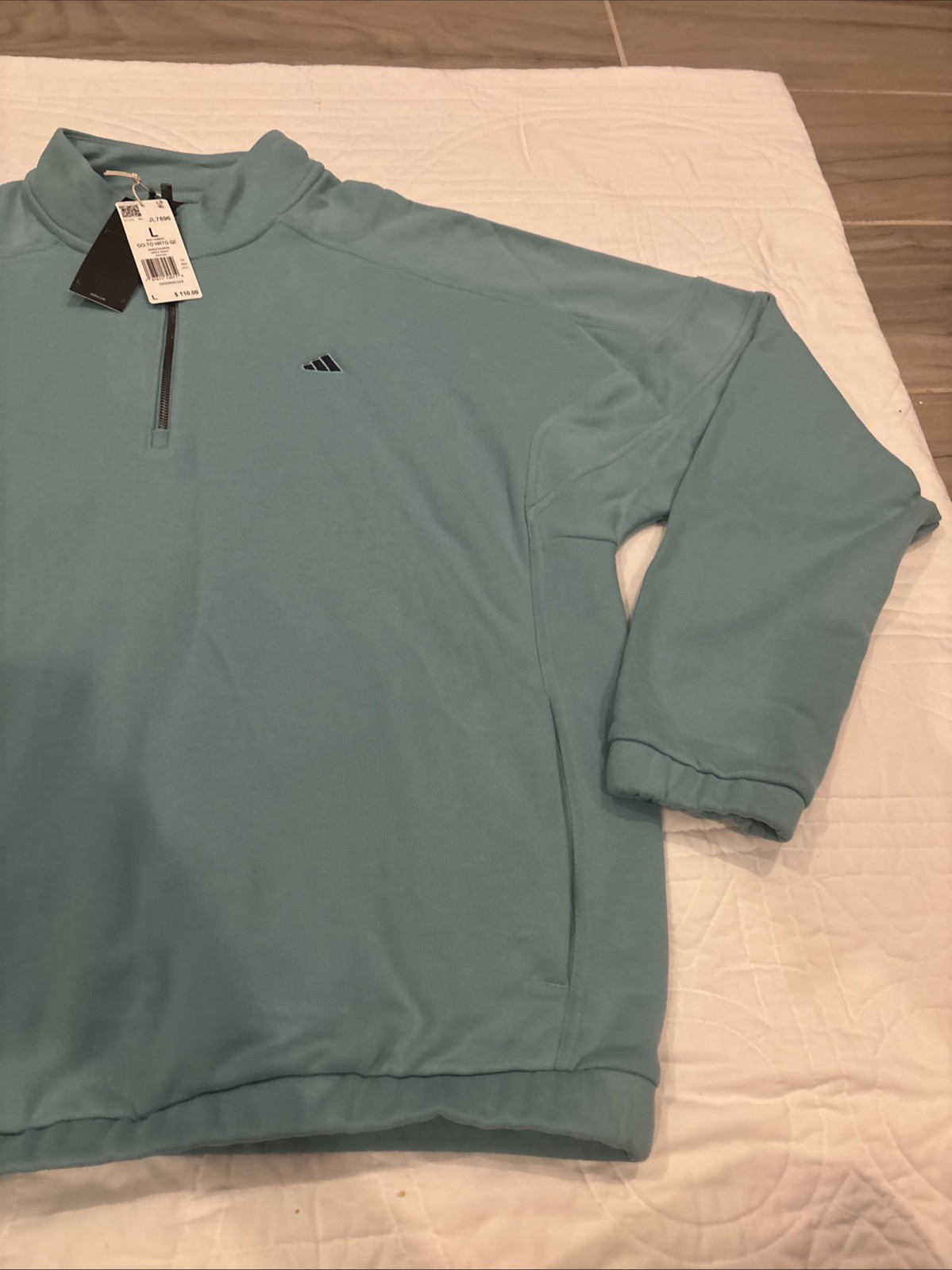 Adidas Large Dri-FIT 1/4 Zip Golf Pullover JL7896 Aqua Blue NWT $110 gallery