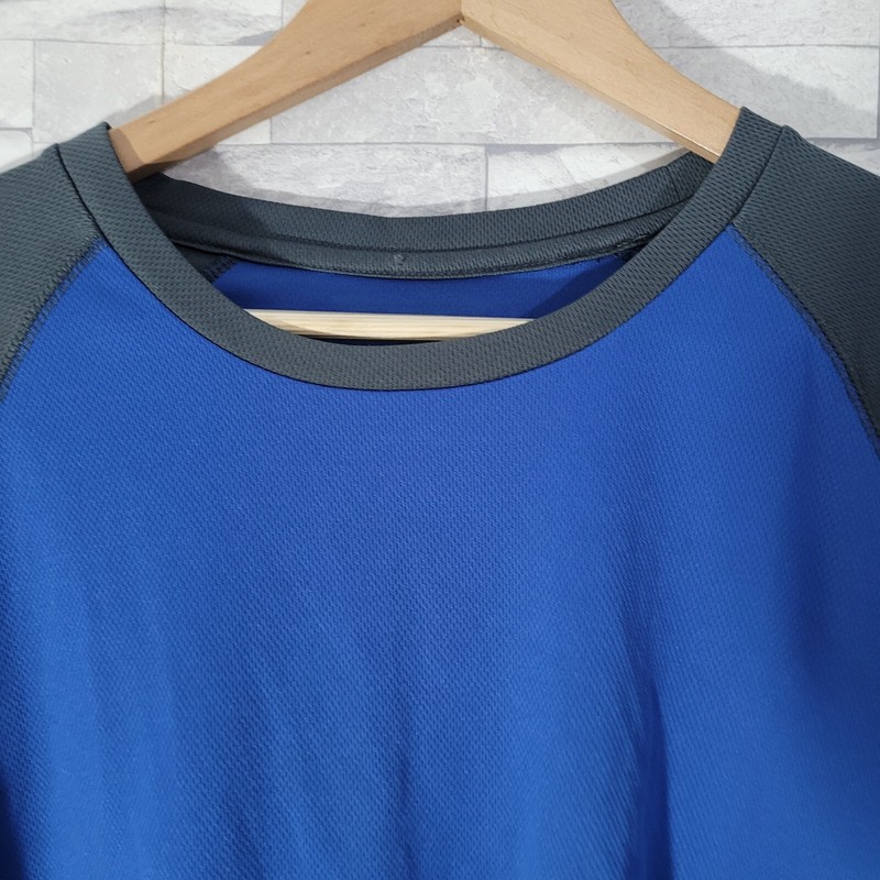 Mens MOUNTAIN LIFE T Shirt Blue Grey Medium Raglan Long Sleeved Hiking Walking gallery
