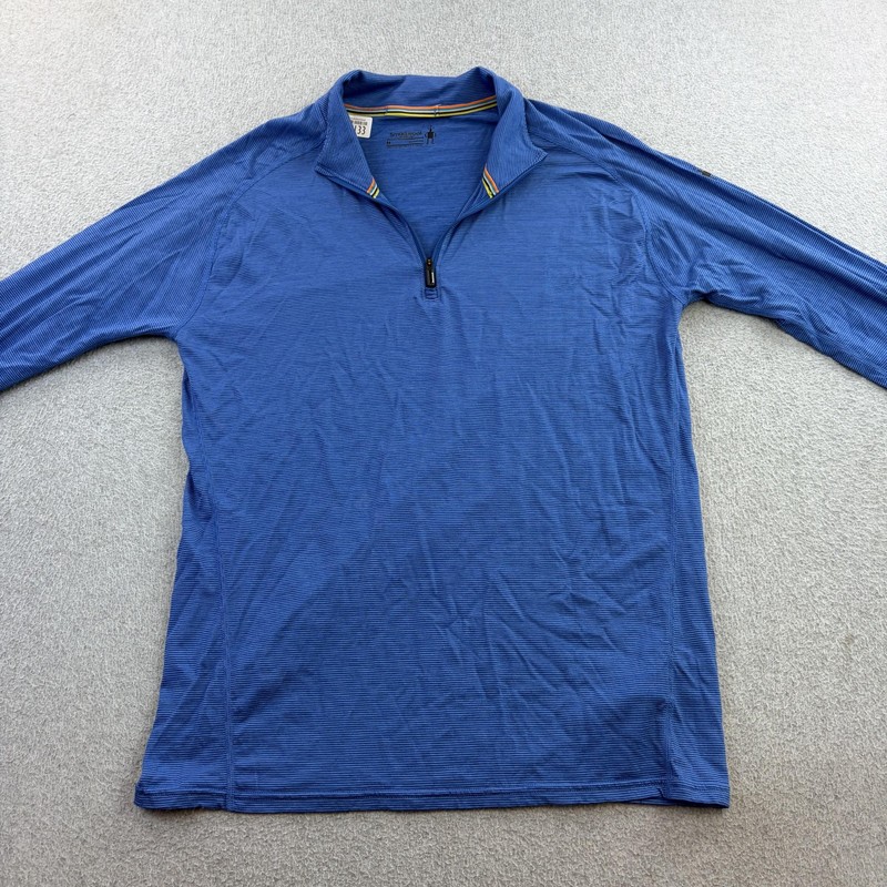 Smartwool Merino 150 Pullover Mens Medium Blue 1/4 Zip Long Sleeve Hiking Adult gallery