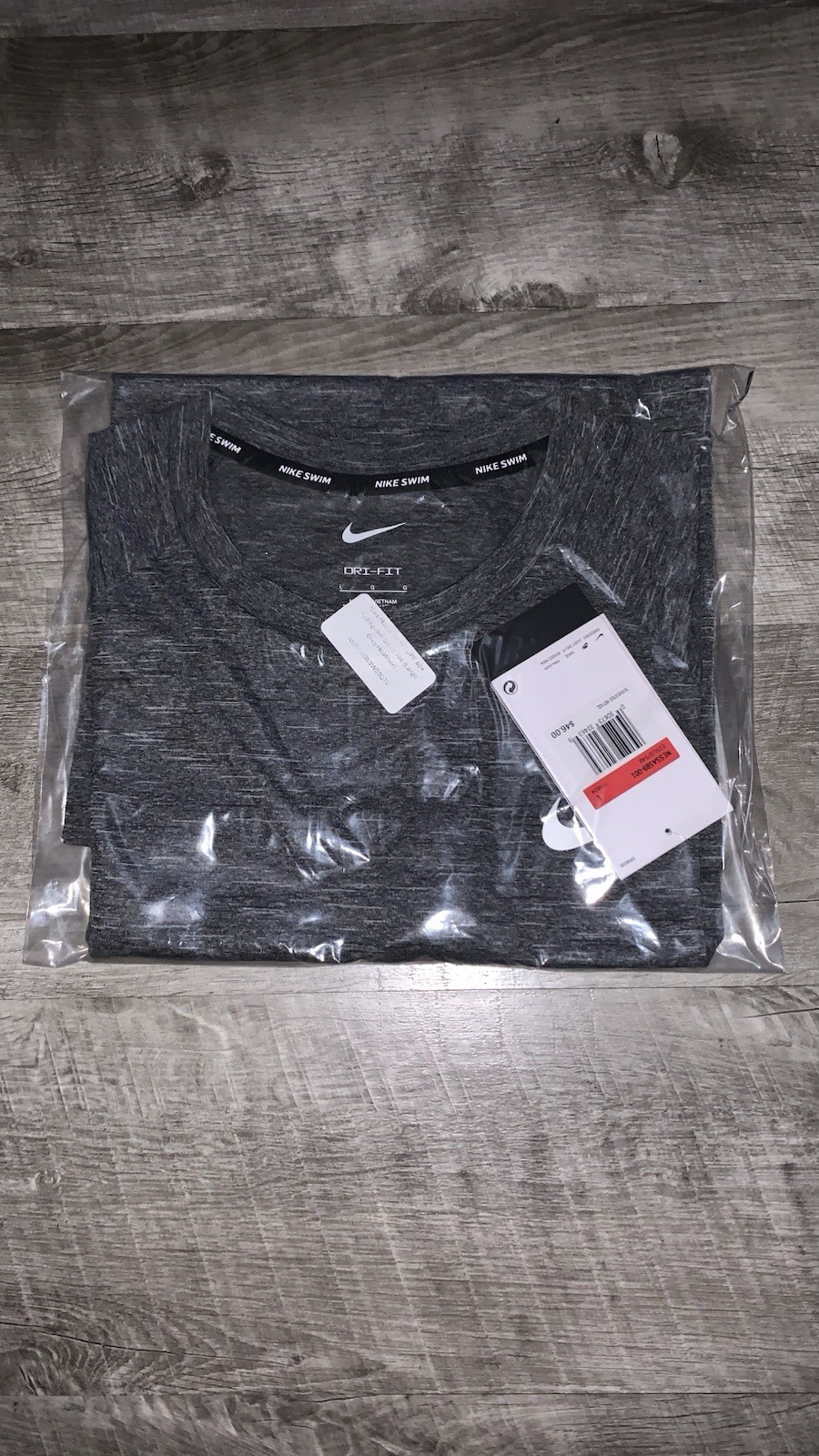 NEW Nike Men’s DRI-FIT UPF 40+ Hydroguard Swim Tee, Gray with White Logo, Large gallery