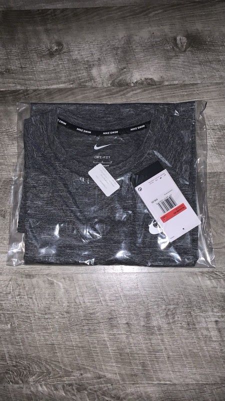 NEW Nike Men’s DRI-FIT UPF 40+ Hydroguard Swim Tee, Gray with White Logo, Large gallery