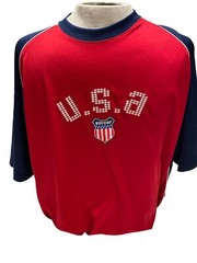 Men’s Soccer Shirt USA Size XL Red Blue White Short Sleeve