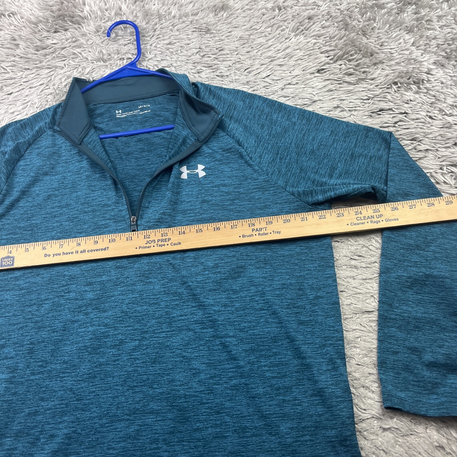 Under Armour Mens LARGE Loose Fit Tech Half Zip Long Sleeve Shirt Green Golf gallery
