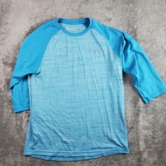 Under Armour Shirt Mens M Blue 3/4 Sleeve Raglan Tee Baseball T-Shirt Athletic