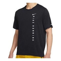 Nike Men’s Miler Run Division Hybrid Running Dri-FIT Black T-Shirt Size M