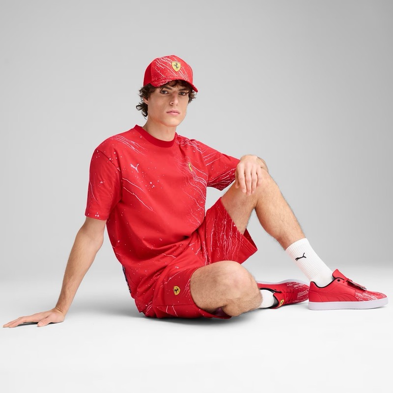 Puma x Ferrari Race Color Splash AOP Tee Shirt Red 630487-02 Men's Size LARGE L gallery