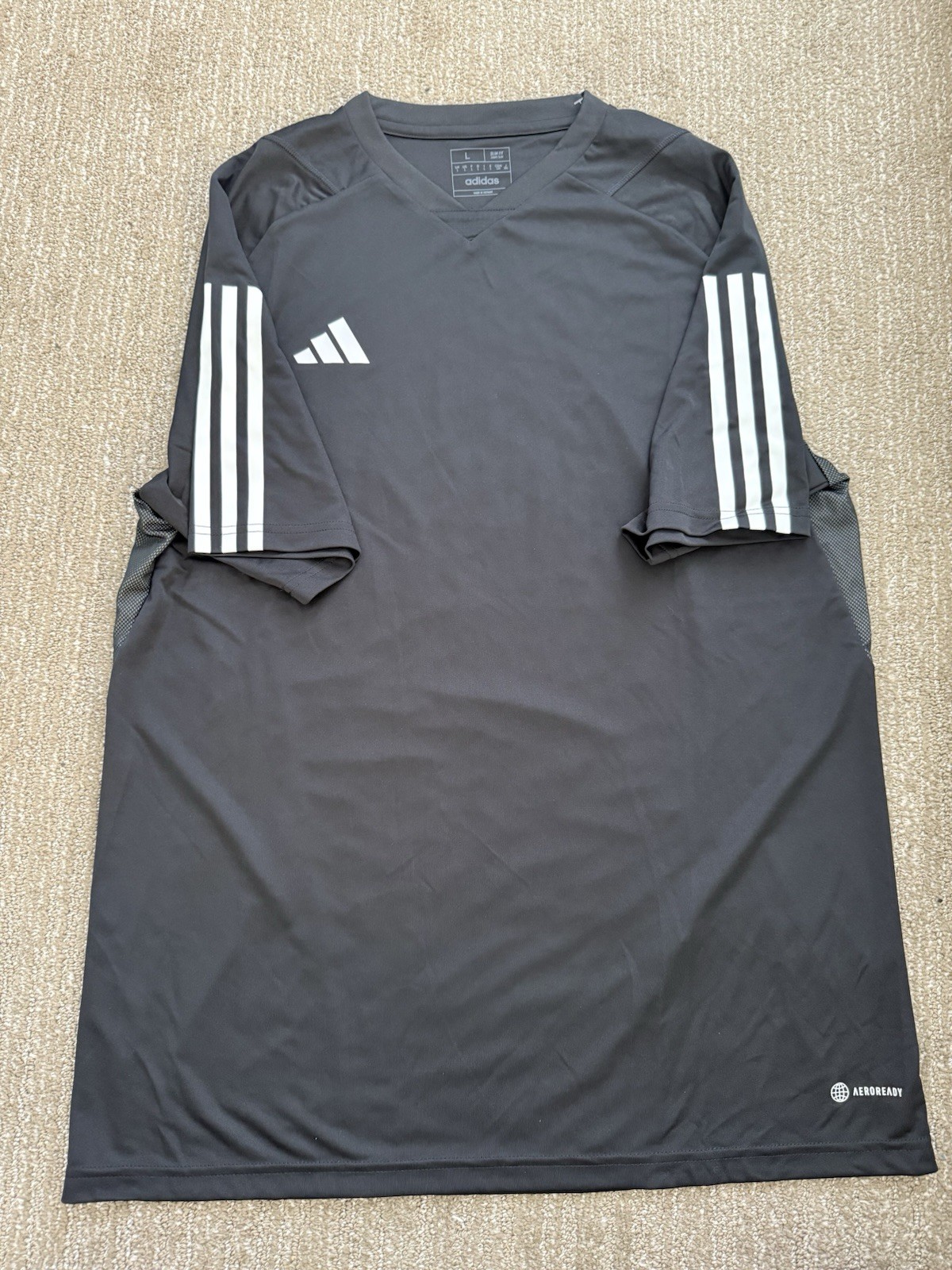 adidas Mens TIRO23 C JSY Black V-Neck Short Sleeve Slim Fit Size L gallery