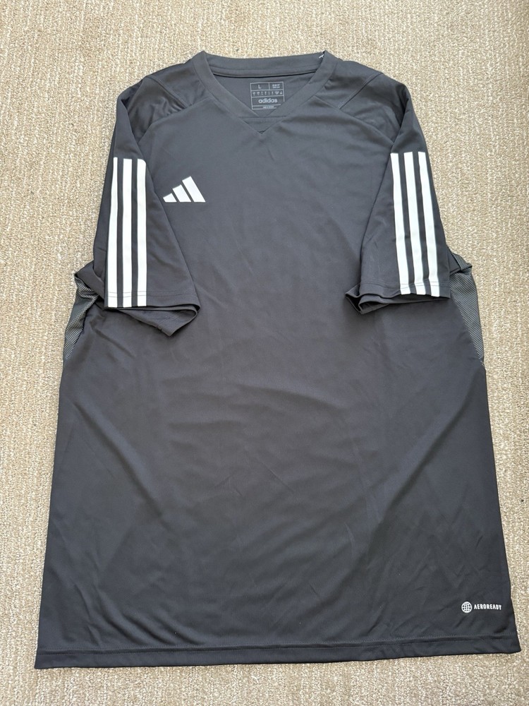 adidas Mens TIRO23 C JSY Black V-Neck Short Sleeve Slim Fit Size L