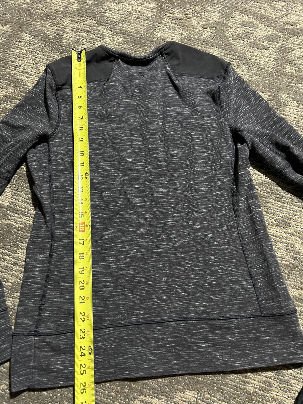 Lululemon Transit Long Sleeve V-Neck Marled Black Heavy Pullover Mens S gallery